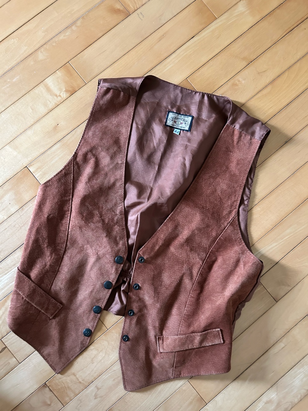 Vintage Brown Suede-Look Button Front Vest